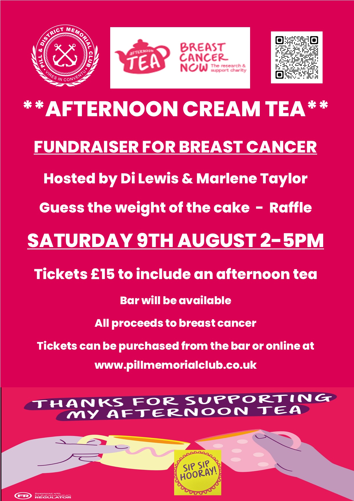 **AFTERNOON CREAM TEA** - fundraiser for breast cancer