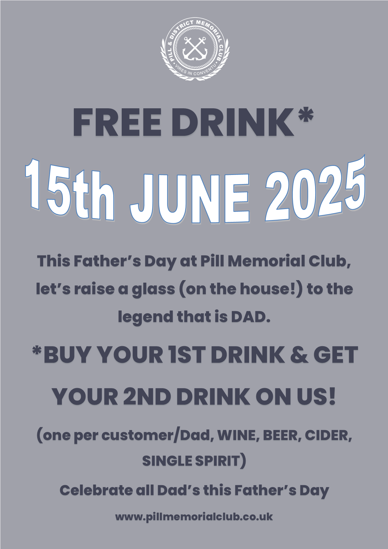 Father's Day Offer - BUY YOUR 1ST DRINK & GET YOUR 2ND DRINK ON US!