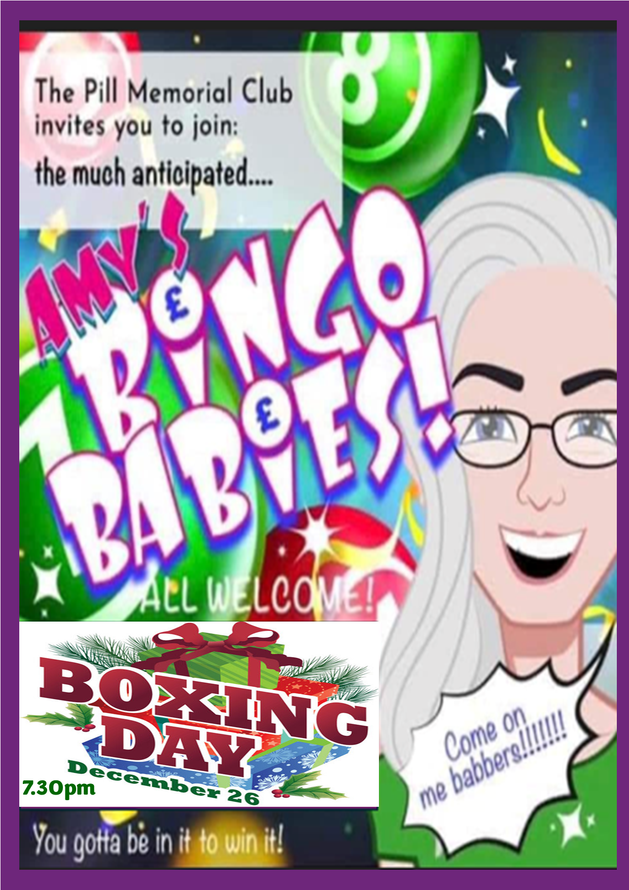 BOXING DAY BINGO for Amy's Bingo Babies